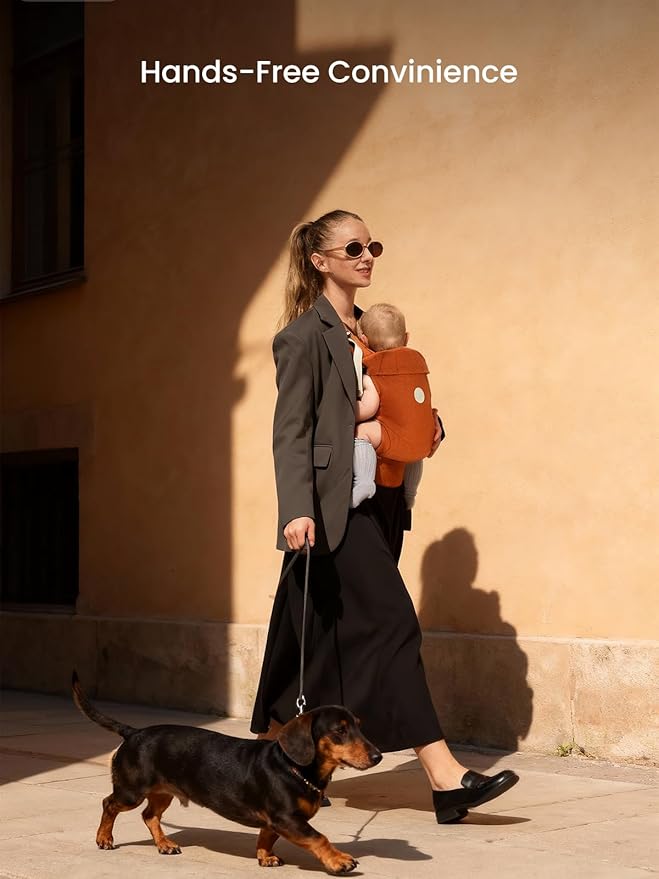 Grownsy Baby Carrier Newborn to Toddler (7-44lbs), Ergonomic & Cozy Wraps with One-Click Buckle, Head Support for Hands-Free Comfort, Sepia