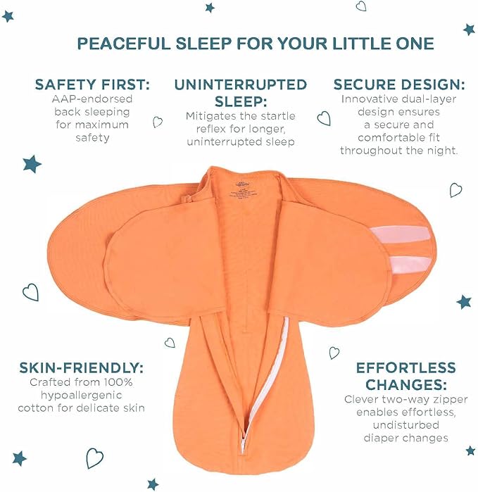 LullaBaby "Double Dream Swaddle: Exclusive Dual Wing Design, Pediatrician-Endorsed, Ultra-Soft Cotton, 0-2 Months, 6-14 lbs - Sandstone