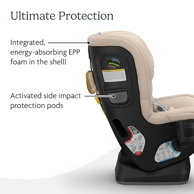 UPPAbaby Rove Convertible Car Seat - 2-in-1 Rear + Forward Facing - Quick + Secure 3-Step Install - Intuitive Safety Technology + Comfort Features - Cup Holder Included - Kavneer (Almond Mélange)