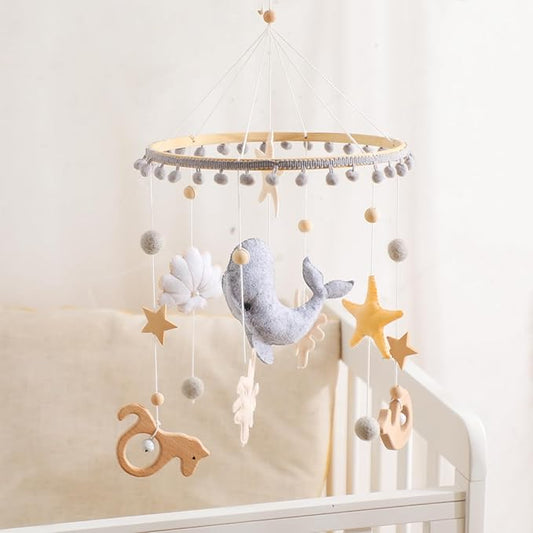 Crib Mobile for Baby Boys Girls Ocean Whale Nursery Mobile Gender Neutral Baby Mobile Handmade Ceiling Mobile Best Gifts for Christmas Birthday Baby Shower