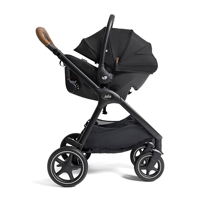 Joie Kava 3-in-1 Stroller and Mint Latch Car Seat Travel System with Reversible Seat, All-Wheel Suspension, and Flex in-Seat Comfort (Shale)