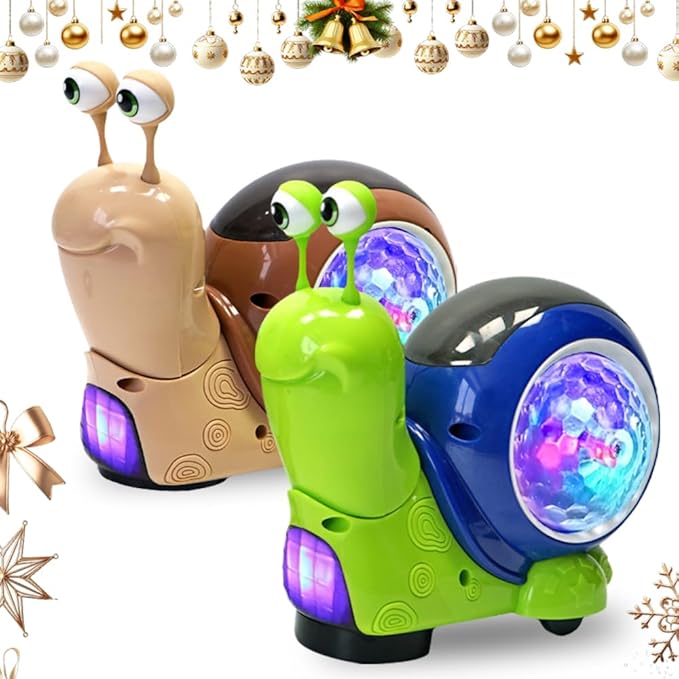 Glowing and Music Playing Crawling Snail, 2026 New Auto Moving Interactive Snail for Pet Play Dancing Musical (2 Pcs)