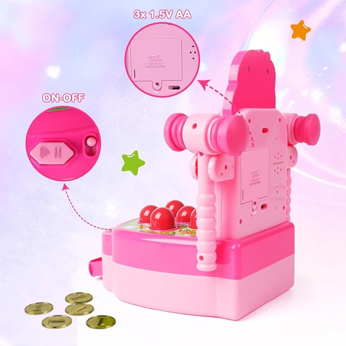 VATOS Hammer Game, Mini Electronic Arcade Game with 2 Hammers, Pounding Toys Toddler Toys for 3 4 5 6 7 8 Years Old Boys Girls, Developmental Toy Interactive Toy