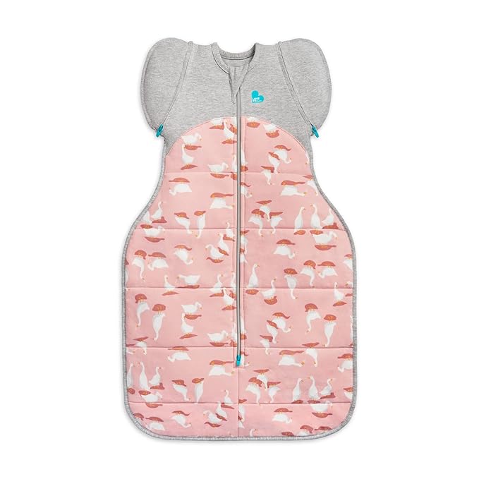 Love to Dream Swaddle UP Transition Bag Warm 2.5 TOG, Pink Silly Goose, Large 19-24lbs, Patented Zip-Off Wings, Gently Help Baby Safely Transition from Being Swaddled to Arms Free Before Rolling