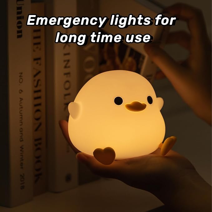 DoDo Duck Night Light, Cute Duck Lamp, Soft Silicone Dimmable Nursery Night Light, Touch Control & Rechargeable Night Lamp for Girls & Boys Bedroom, Living Room