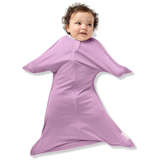 SleepingBaby Zipadee-Zip Transition Swaddle - Cozy Baby Swaddle Blanket with Zipper Convenience - Roomy Wearable Blanket for Easy Diaper Changes - Classic Lavender, Large (12-24 Months)