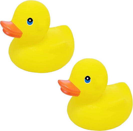 Yellow Rubber Duck Toy Duckies for Kids, Bath Birthday Gifts Baby Showers Classroom Incentives, Summer Beach and Pool Activity, 3" Inch (2-Pack)