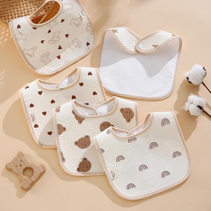 Baby Bandana Bibs, 6 Pack Waterproof Toddler Bib,Soft Cotton Absorbent Baby Bibs for Eating,Drooling,Teething