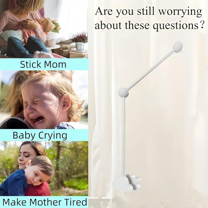 Baby Crib Mobile Arm,27.2 Inches Wooden Baby Mobile Hanger for Crib,Adjustable Mobile Arm for Crib Cot Bed Bassinet Wind Chimes Bed Bell Nursery Cloud Design (White)