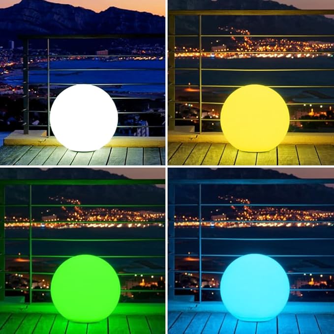 16-inch LED Globe Orb Light, Rechargeable Glowing Ball Light w/Remote, Dimmable RGB Color Changing Glowing Orb for Kid Adult, Waterproof Light Up Ball Night Light Mood Lamp for Home Garden Patio Party