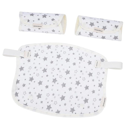 Bebamour Drool and Teething Reversible Cotton Pad For All Carry Positions Baby Carrier White Drool Bib For Boys & Girls(Light Grey)