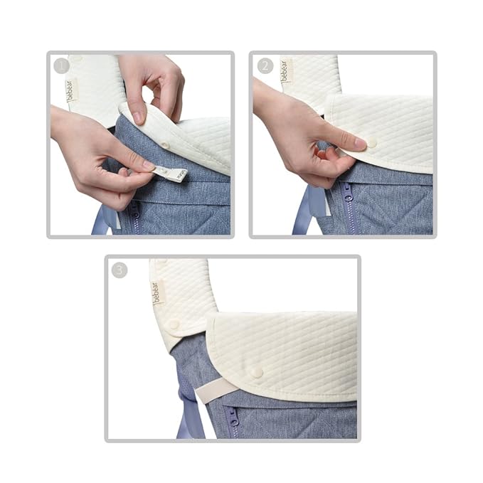 Bebamour Drool and Teething Reversible Cotton Pad For All Carry Positions Baby Carrier White Drool Bib For Boys & Girls(Elephant)