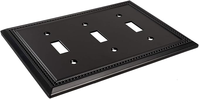 Henne Bery Sunken Pearls Heavy Duty Decorative Wall Plate Switch Plate Outlet Cover (Triple Toggle, Matte Black)