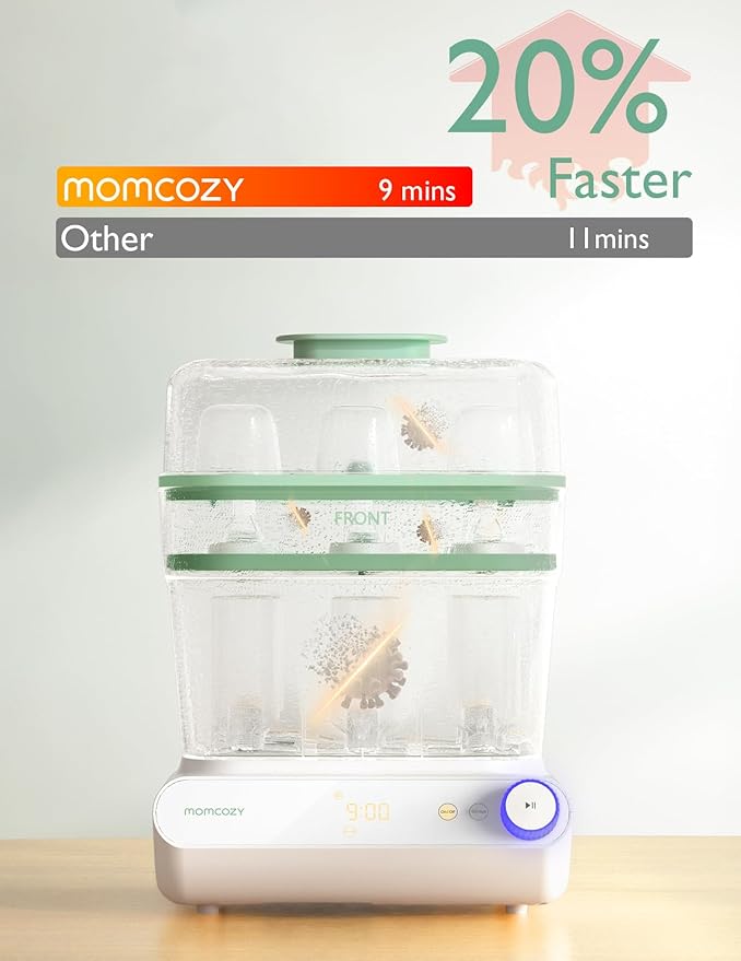Momcozy 3 Layers Large Bottle Sterilizer and Dryer, Fast Sterilize and Dry, Universal Bottle Sterilizer for All Bottles & Breast Pump Accessories, Touch Screen & Auto-Off Bottle Sanitizer