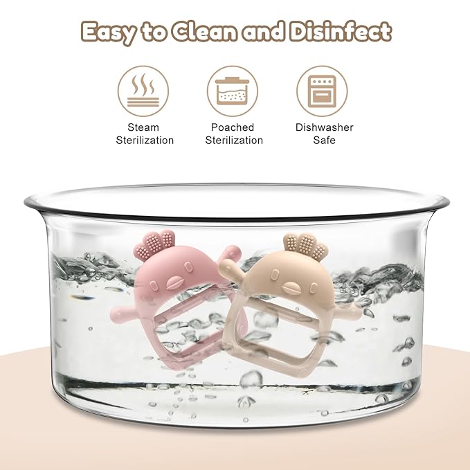 2 Pack Baby Teething Toys for 0-6 6-12 Months, Never Drop Infant Teether Teething Mitten Toys for 0 3 6 9 12 Months, Newborn Soothing Teething Toy Gifts for 1 One Year Old Baby Boys Girls