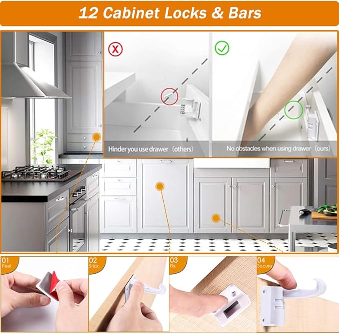 Baby Proof Kit, 58 Packs Baby Proofing Kit Essentials Child Proofing Appliance with Cabinet Locks, Corner Guards and Outlet Covers - All-in-one Super Value Child Proof Kit