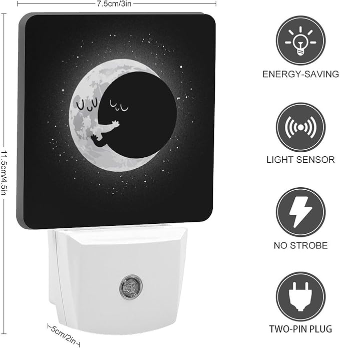 Cute Lunar Eclipse Night Light, Plug into Wall Decor Nightlights for Bedroom, Bathroom, Hallway, Kitchen, with Dusk to Dawn Light Auto Sensors LED Night Lights for Boys Girls Women Men Room Gifts