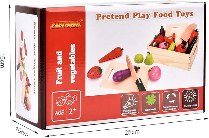 Wooden Play Food for Kids Kitchen - Toys Food Vegetables and Fruit for 2 Year Old Boys Girls Role Pretend Play Early Education Montessori Education