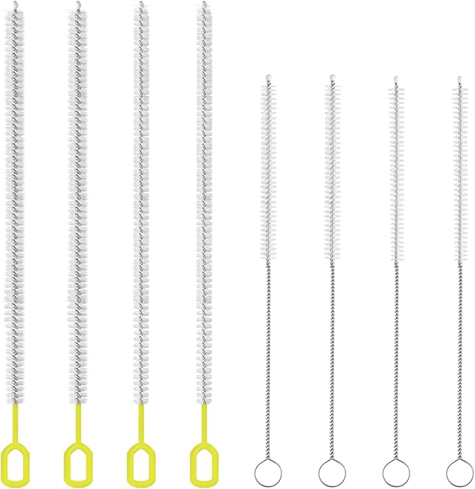 8-Piece Straw Cleaner Brush Set for Cleaning Straws - (4-Size) Extra Long Nylon Pipe Cleaners, Reusable Straw Cleaning Brush for Stanley Tumbler, Sippy Cup, Baby Bottle and Tubes (Type A)