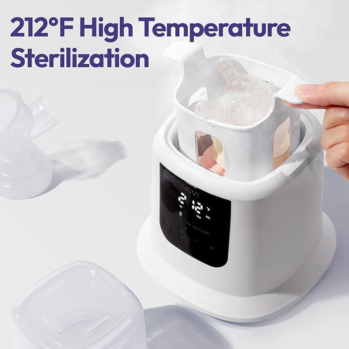 NCVI Baby Milk Warmer 3 Mins Fast Heating 8 in 1 Functions, Infant Breast Milk Bag Warmer with Timer and Precise Temperature for All Size Materials Bottles, Milk Freezer Bags and Pacifier Sterilize