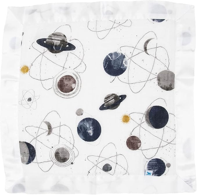 Little Unicorn Security Blankets 3 Pack | 100% Cotton Muslin with Satin Border| Super Soft and Breathable | Baby, Infant, Toddler | Lovey for Boys and Girls | Planetary