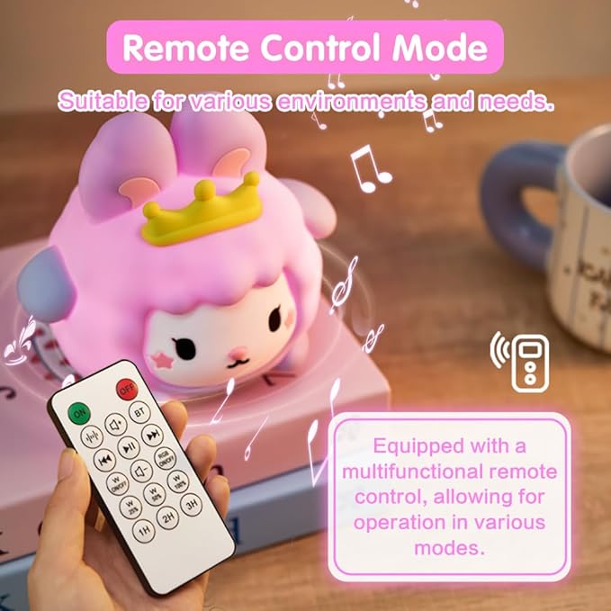 Baby Sound Machine, 20 Soothing Sounds White Nosie for Sleeping, Rechargeable Night Light with Speaker, 3 Brightness Levels Remote and Tap Control, Nursey Lamp for Baby, Kids Bed Room (Bunny)