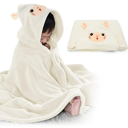 ROMASA Baby Bath Towel Ultra Soft Hooded Towel Highly Absorbent Bathrobe Blanket Toddlers Shower Gifts for Boys Girls-27.5" x 55" (White)