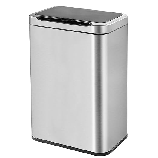 ELPHECO Stainless Steel Office Trash Can Motion Sensor Garbage Can Touchless Smart Trash Can Automatic Waste Bin for Kitchen, Office, Bathroom (Silver, 5.5 Gallons)
