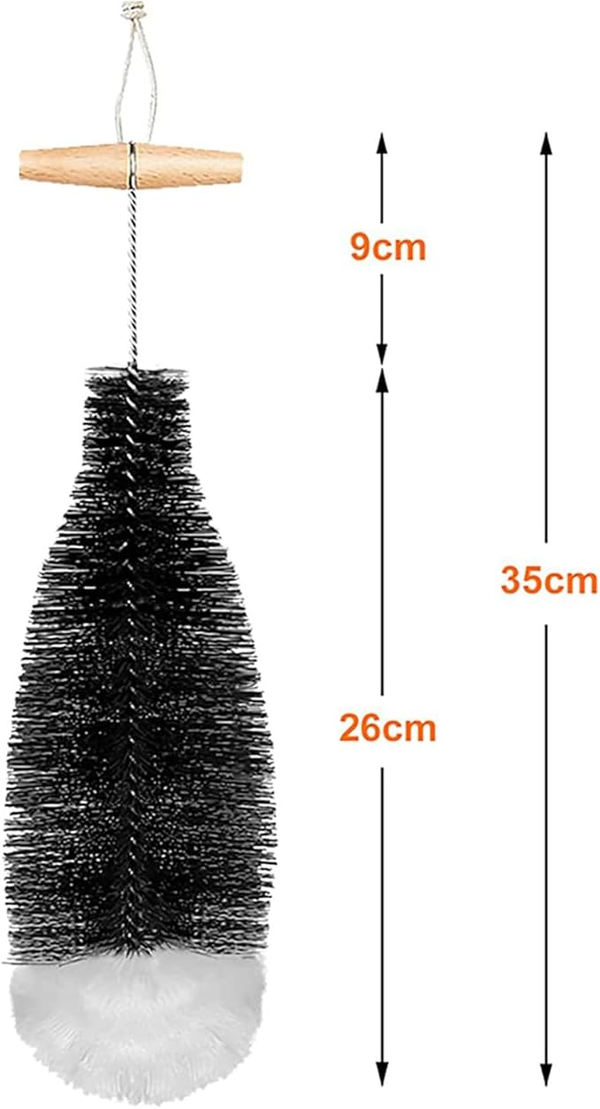Bottle Cleaning Brush for SodaStream，Nylon Bristles，Wooden Handle，Gentle Anti Scratch，Long Handle Bottle Washer for SodaStream Water Bottles