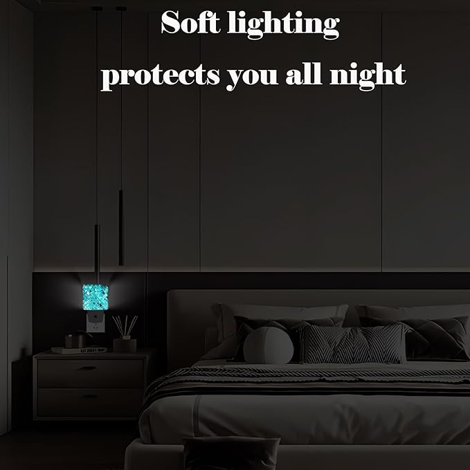 Turquoise Blue Night Light,Plug Into Wall Decor for Stairway,Hallway,Kitchen,Dusk to Dawn Sensor Nightlights for Boys/Girls/Women/Men Room Gifts