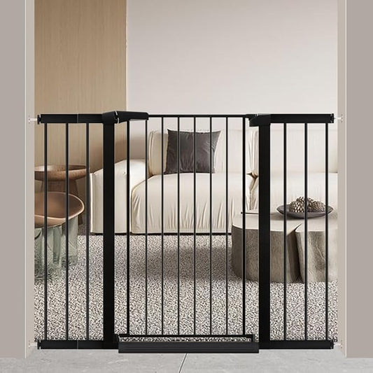 Fairy Baby 38" Extra Tall Pet Gate for Stairs, 29.5"-48.8" Extra Wide Long Dog Baby Gate Indoor for House, Safety Child Toddler Gate, Metal Auto Close Doggie Puppy Cat Gates Barrier for Doorway, Black