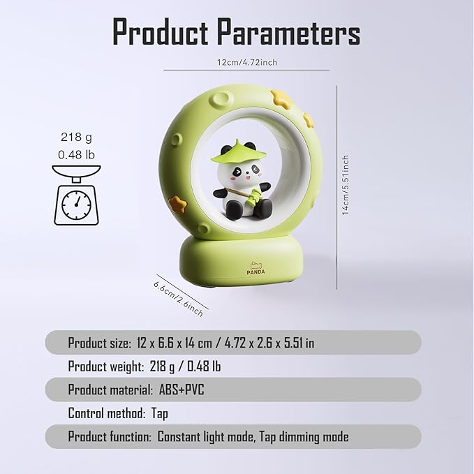 Cloud and Bunny Rechargeable Night Light, Safe Soft Silicone Material, 3 Brightness Levels, Tap Control, Warm Light, Toddler Sleeping Lamp, Bedroom Night Lamp, Gift for Baby and Kid (Moon and Panda)