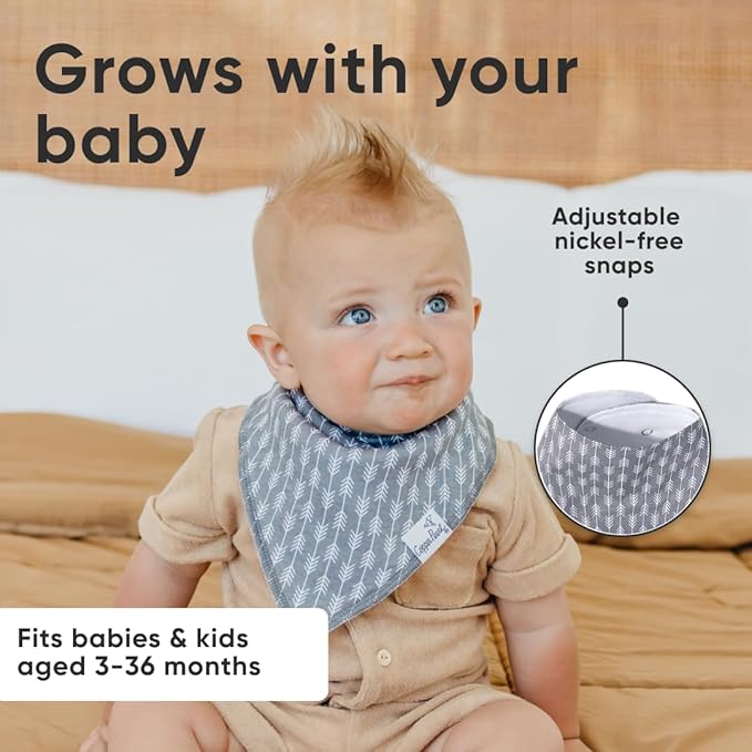 Copper Pearl 4 Pack Soft Cotton Baby Bibs for Drooling and Teething, Absorbent Drool Bibs for Baby Girl and Boy, Adjustable to Fit Newborns to Toddlers, Tons of Styles (Bridger)