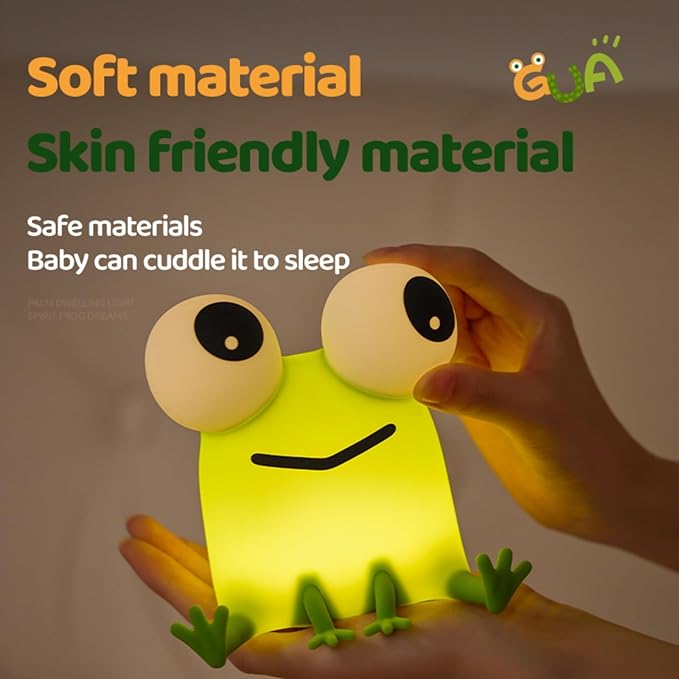 Frog Night Light for Kids, Rechargeable Bedside Touch Lamp, Dimmable, with Timer, Soft Silicone Nursery Night Light, Breastfeeding, Toddler, Baby, Kids Decoration