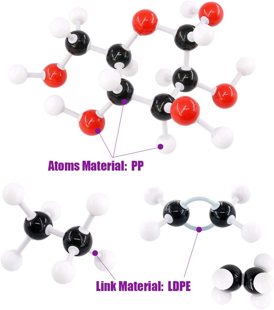 Swpeet 125 Pcs Molecular Model Kit for Inorganic & Organic Molecular Model Teacher and 16 Years and Over Student Kit - 54 Atoms & 70 Links & 1 Short Link Remover Tool - Science Toys