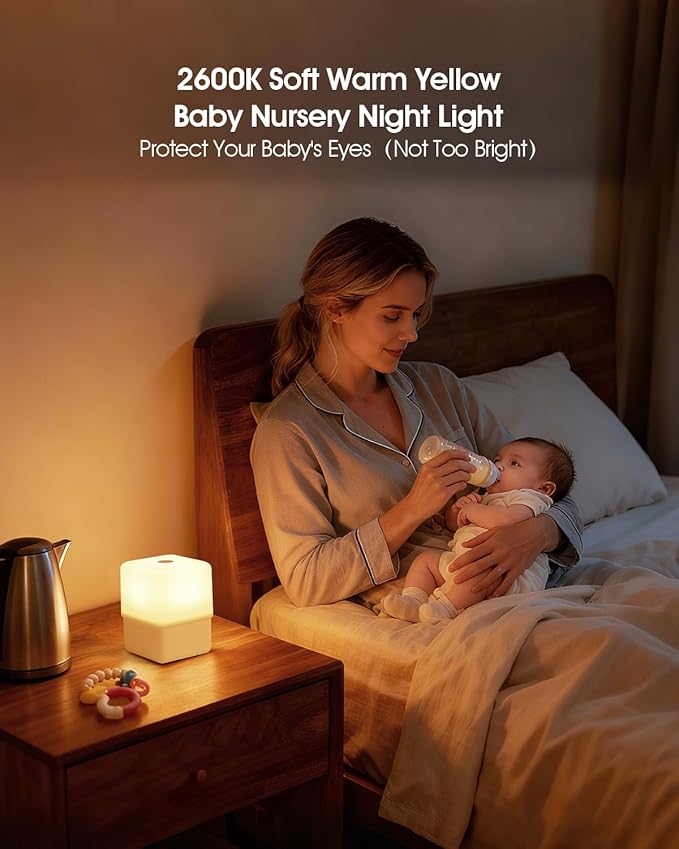 JJ&RY Night Light for Kids and Adults, Funny Lift Bedside Touch Lamp, Baby Nursery Nightlight, 2600K Soft Warm Yellow, Dimmable Small Cordless Night Lamp for Nightstand/Bedroom/Children's Room