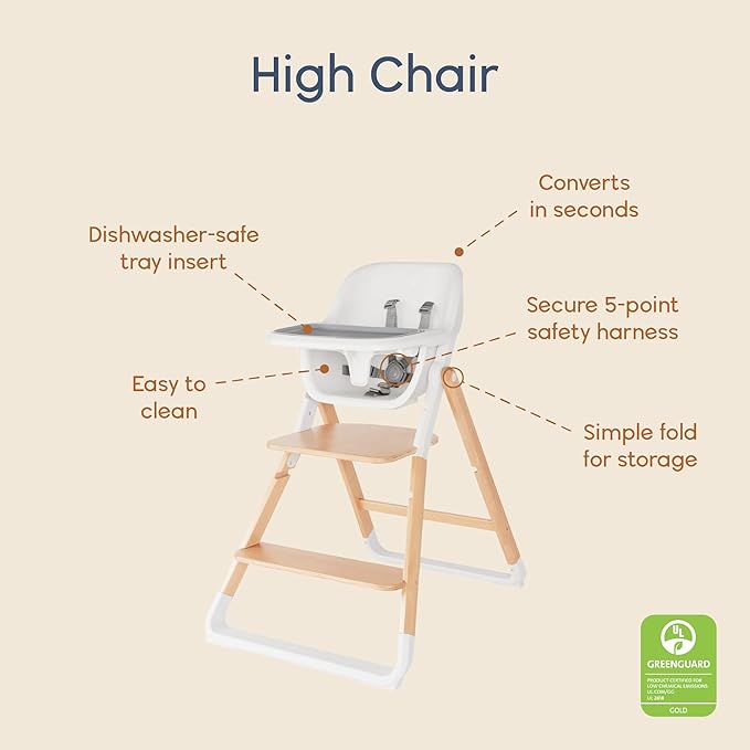 Ergobaby Evolve Baby Essentials Portable High Chair, Dark Wood