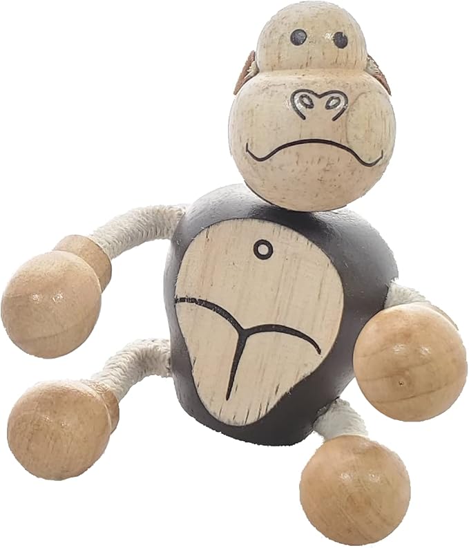 TEKOR Wooden Bendable Jungle Animal Toys (Set of 4) | Ages 3 & Up | Early Education Toy Animals for Kids | Elephant, Zebra, Hippo, Gorilla | Smooth Natural Wood | Endless Play for Girls & Boys