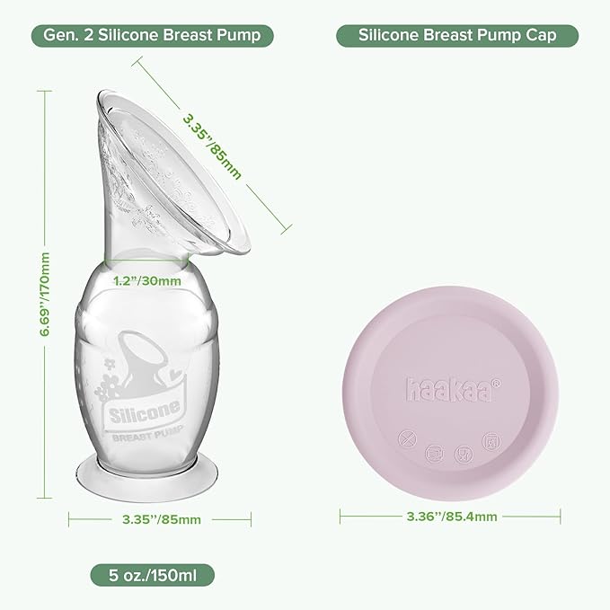 haakaa Silicone Breast Pump & Silicone Cap (Lavender) 5oz/150ml, Gen.2