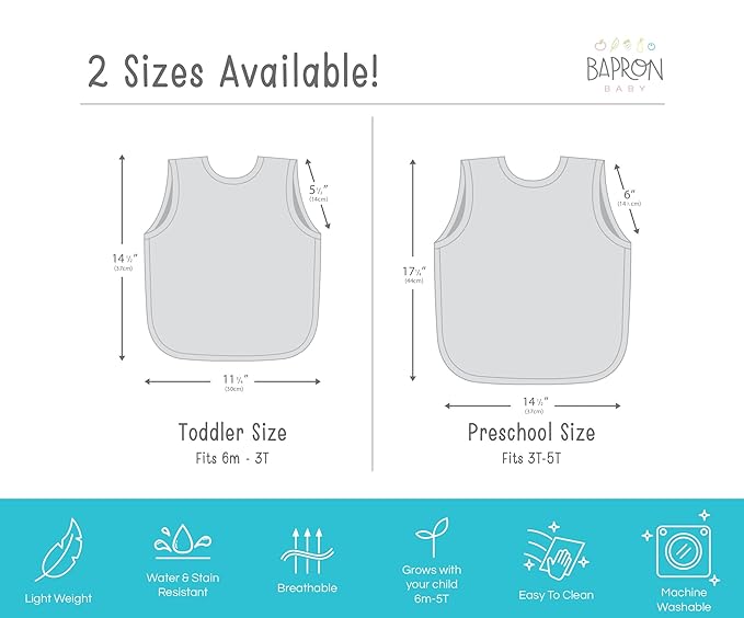 BapronBaby Flutter Delilah Floral Bapron - No Neck Tie Safer Bib for Baby & Toddler - Soft Waterproof Stain Resistant - Machine Washable - Sz Preschool 3-5yrs