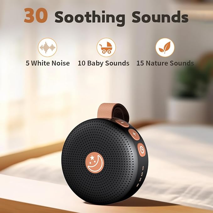 Sound Machine Mini Portable Baby White Noise Machine with 30 Soothing Sounds for Kids Adults Auto-Off Timer 32 Volume Levels Rechargeable Brown Noise Sleep Machine for Home Office Privacy and Travel