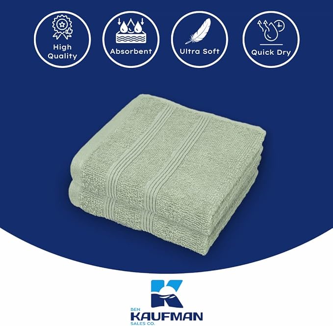 Kaufman - Premium Washcloth Set of 72 (13x13 Inches) 100% Cotton Ring Spun, Highly Absorbent, Durable and Ultra Soft Feel Wash Cloths Essential for Bathroom, Spa, Gym, and Face Towel (72PK)