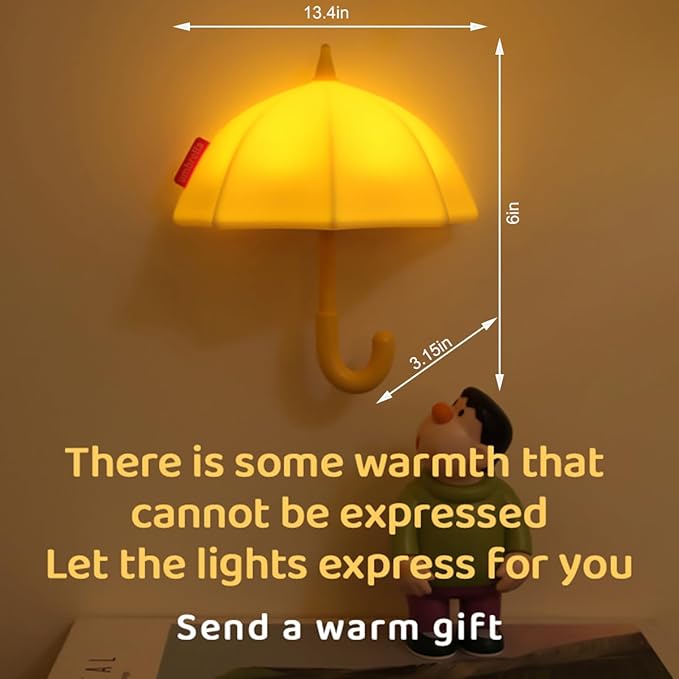 Umbrella Night Light for Kids,Light-Up Magnetic Fridge Lamp,Rechargeable Silicone Lamp for Baby Nursery,3 Levels Dimmable 30 minute timer,Squishy Bedside Night Lamp for Bedroom Kitchen