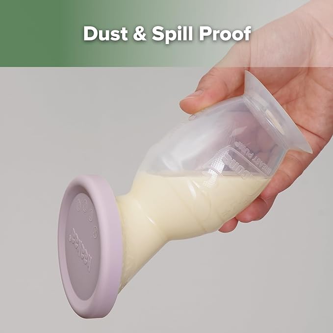 haakaa Manual Breast Pump & Silicone Cap Combo for Nursing Mom (Lavender, 5oz. with Base)