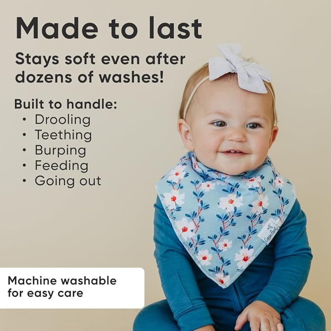 Copper Pearl 4 Pack Soft Cotton Baby Bibs for Drooling and Teething, Absorbent Drool Bibs for Baby Girl and Boy, Adjustable to Fit Newborns to Toddlers, Tons of Styles (Morgan)