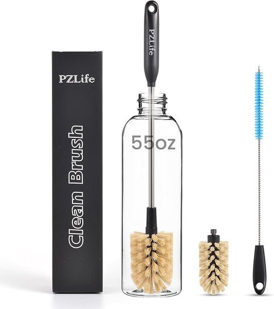 2-in-1 Water Bottle Brush, Water Bottle Cleaner & Straw Brush Cleaning Scrubbing Brush 15 in Long Bottle Brush Detachable Head Multi-Function Cleaning Brush Homework Cleaning Brushe