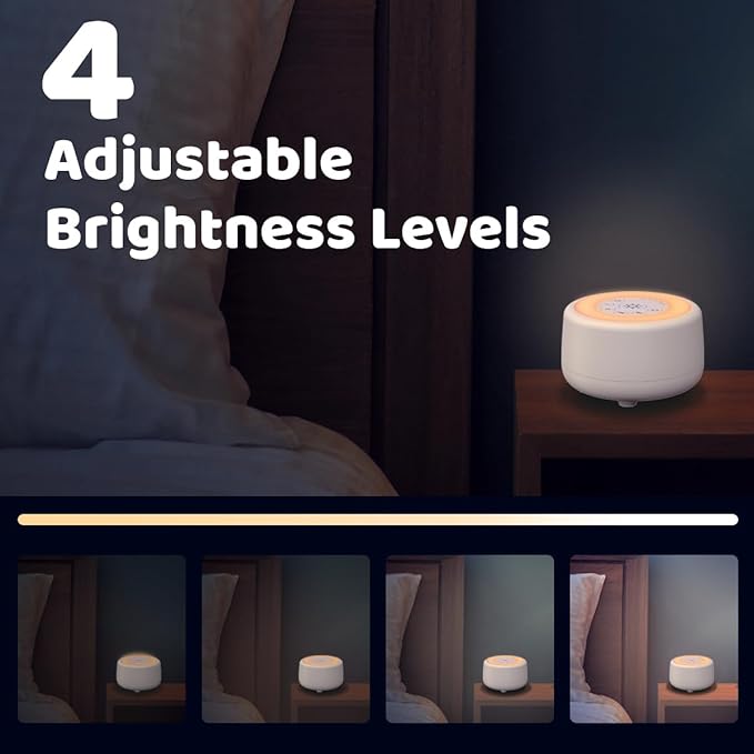 Sleepbox Sound White Noise Machine with 25 Soothing Sounds and 10 Colors Warm Night Light 4 Brightness Levels 32 Volume Levels 5 Timer and Memory Function for Baby Kids Adults Seniors Sleeping White