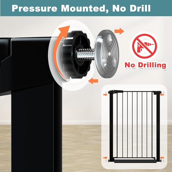 38.5" Extra Tall Pet Gate Pressure Mounted - 37.80"-40.55" Wide Walk Through Baby Gates with Door for The House Stairs Doorway - Puppy Doggy Dog Gates Fence Child Safety Gate