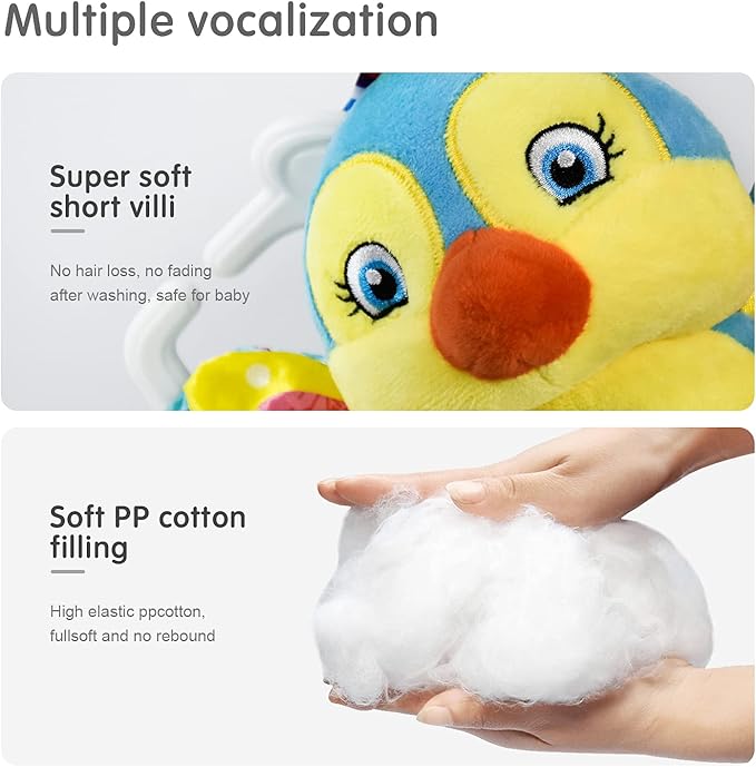 Baby Rattles Toys with Teether,Bed Bell for Toddler in pram,Gifts for Baby Aged 3 Months or More (Bird)