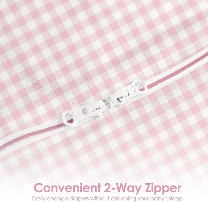 Baby Swaddle 0-2 Months, Cotton Arm-In Zipper Sleep Sack, Wearable Blankets Wrap for Newborn Infant Girls (Floral, Checkered, Pack of 2)